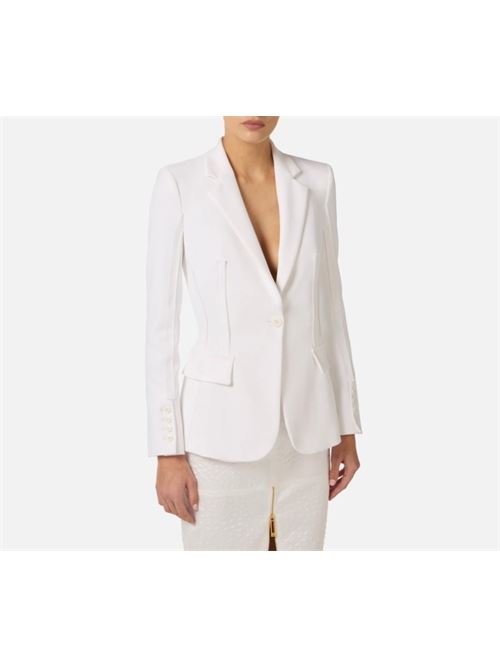 Double-stretch crepe jacket with raw-cut motifs ELISABETTA FRANCHI | GI21661E2.360